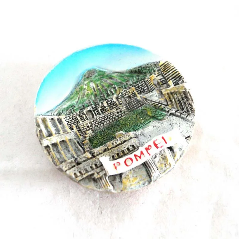 Wholesale custom logo design Pompei Rome Italy tourist souvenir resin fridge magnet