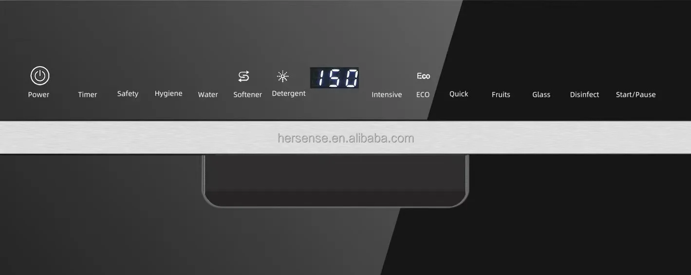 220V Auto 12sets Dish Dishwasher Kitchens Build-in Smart Gray washing machine Glass Washer And Dryer Unit PLC For Flat