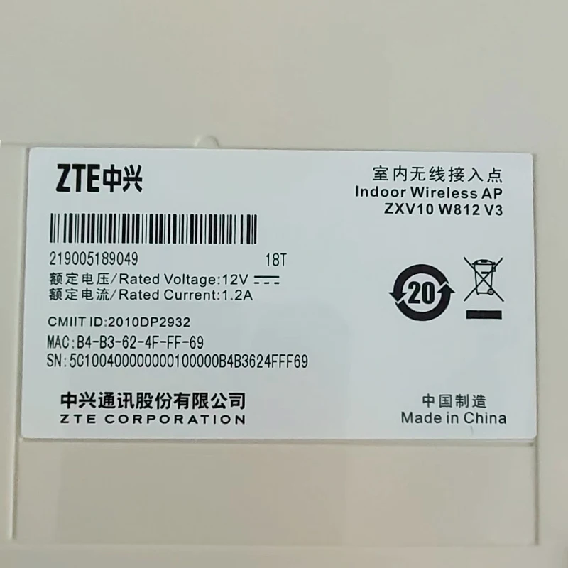ZTE wireless AP ZXV10 W812V3 indoor WiFi Range Hotspot Wireless Mesh Wall Ceiling Mount Indoor Hotel Wireless Ap Wifi Access