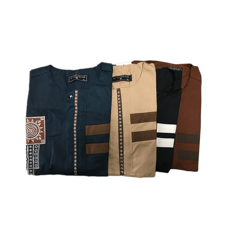 African Stretch Embroidery T-shirt Short Sleeve Mens Wear Native Clothes For Man