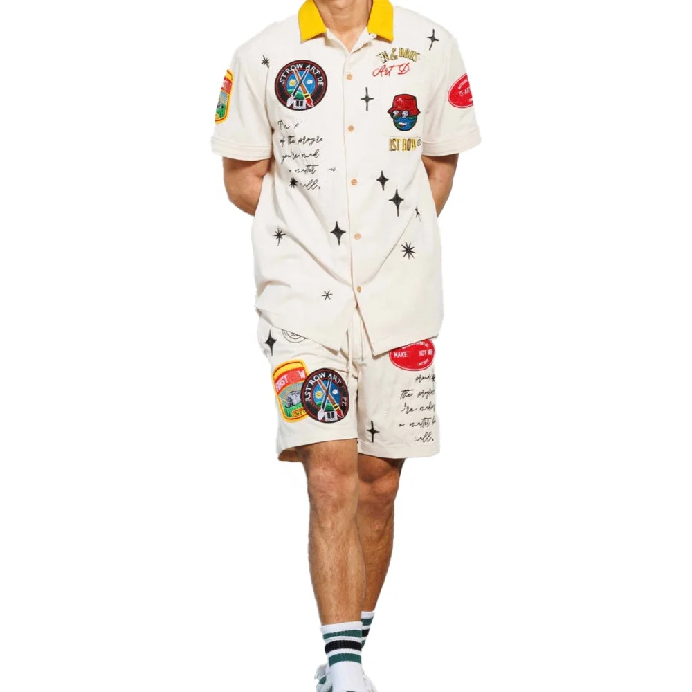 KY Man Summer Clothes Embroidery Patch Custom Summer Sets Men Clothes New Styles Summer