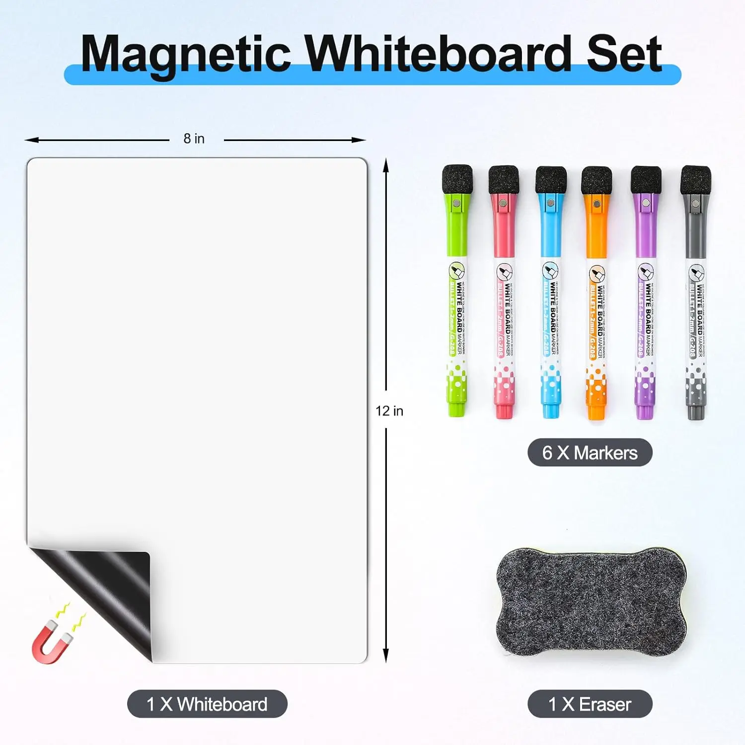 4PCS Magnetic Whiteboard for Fridge with Stain Resistant Technology, Magnetic Dry Erase Whiteboard,with 6 Markers and 1 Eraser