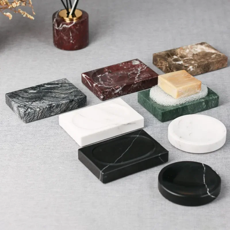 Wholesale Eco Friendly Self Drain Concrete Luxury Soap Holder Box Tray Soap Dish Hotel Home Marble Soap Box for Bathroom