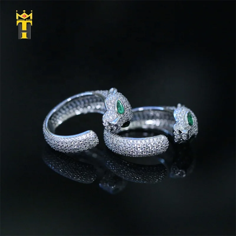 Factory wholesale men women gold plated hip hop iced out animal head punk ring