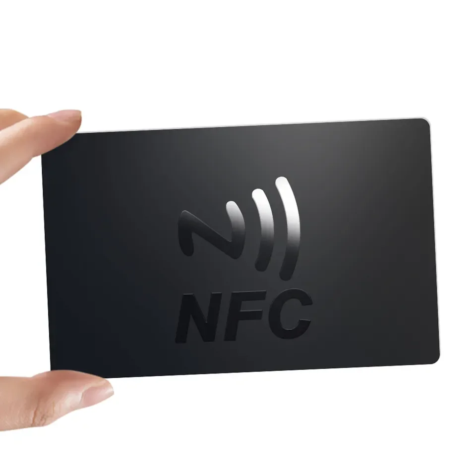13.56Mhz Matte black metal NFC Card NTAG 215 NTAG 216 Social Media Digital metal credit card nfc