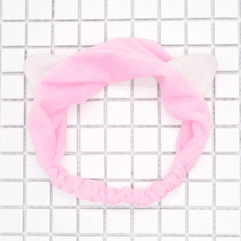 Cute Make Up Plush Cat Headband Soft Stretch Hair Accessories Wash Face Shower Cosmetic Cloth Headwrap for Fashion Adult