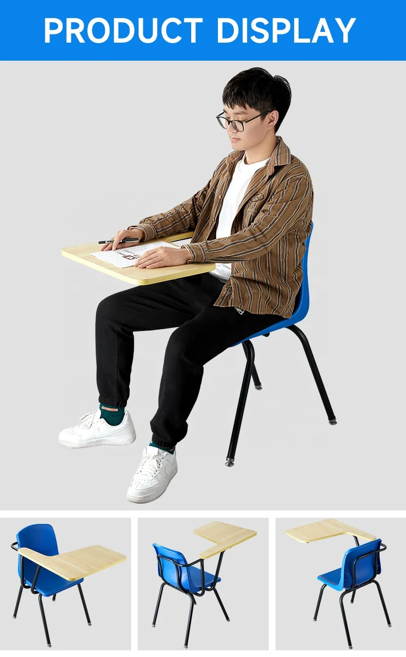 School Furniture Student Exam Chairs Plastic School Chair With Writing Board Modern Training Chairs