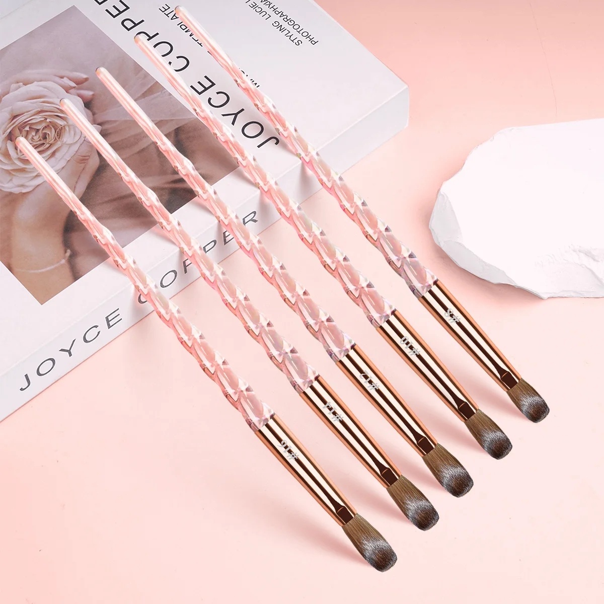 Fashion Pink Acrylic Screw Handle Custom Nail Art Brushes #8-#20 100% Kolinsky Acrylic Brush