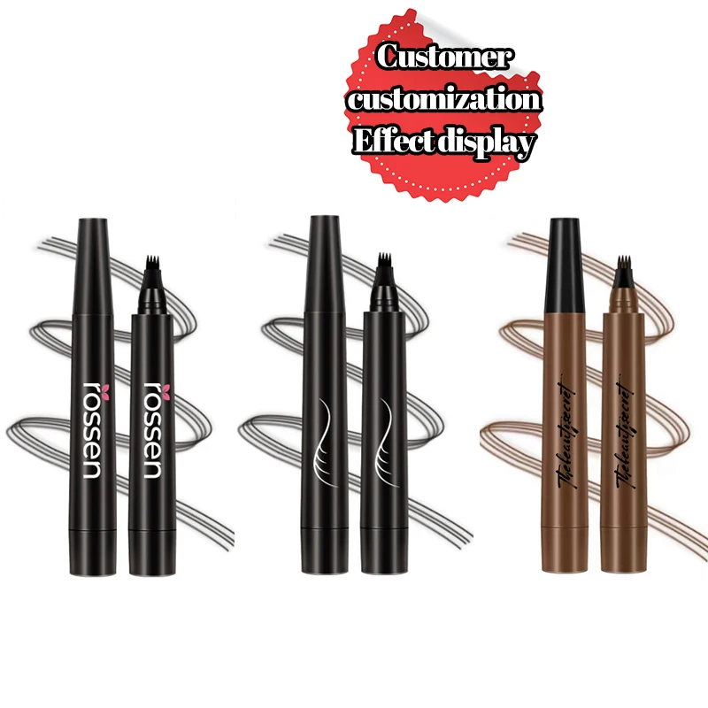 Upgraded 3d Microblading Eyebrow Tattoo Pencil 4 Fork Tip Vegan Natural Long Lasting Liquid Eyebrow Trimmer Pen For Women