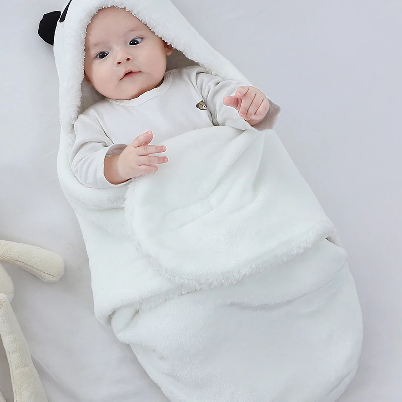 Baby Swaddle Winter Warm Super Soft Baby Cute Plush Fleece Swaddle Newborn Baby Sleeping Bag