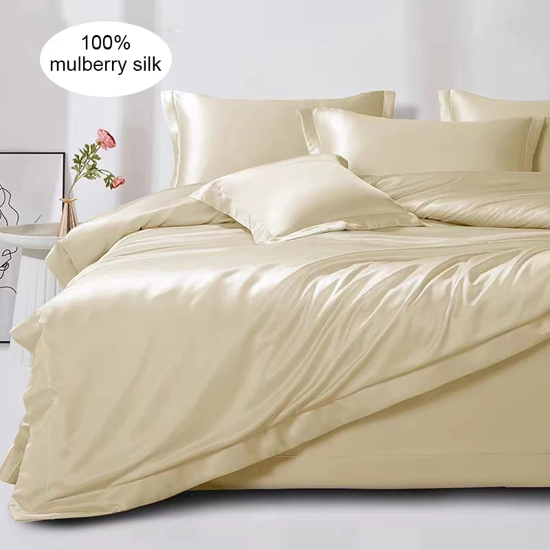 Luxury Silk Satin Bedding Pure Mulberry Silk Duvet Cover Set, Silk Sheets, Oeko-Tex Qualified
