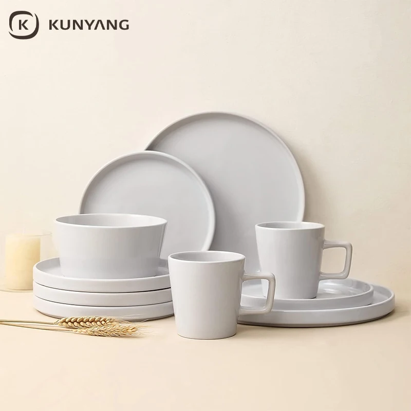 Cheap Wholesale Custom White Dinner Plate Set Ceramic Dinnerware Set For Home And Restaurant