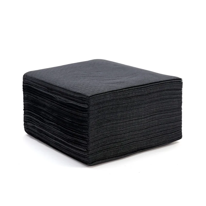 Restaurant Dinner Paper Napkin Black Napkin Paper Paper Napkin 100Pcs/bag With Logo