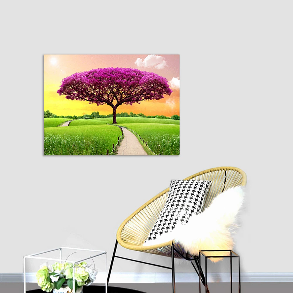 Custom Made DIY Art Full Drill 30x40cm Trees Landscape 5D Diamond Embroidery Painting with Box