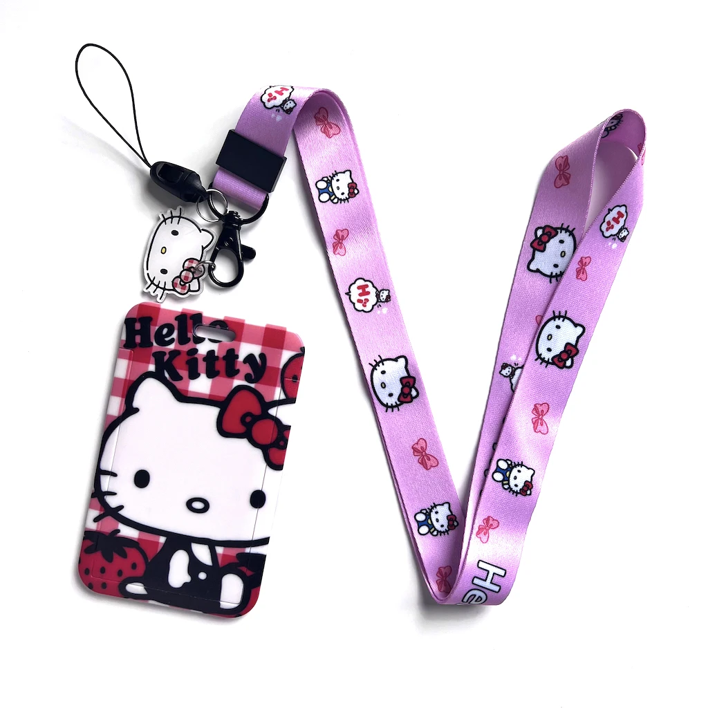 DNC kawaii cartoon custom design kitty lanyard with id badge printing keychain fast delivery