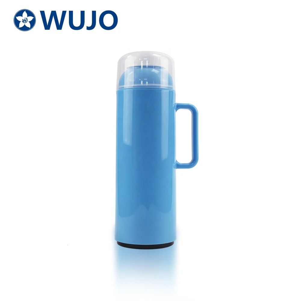 WUJO 1 liter NEW DESIGN Cheap Green Vacuum Insulated Plastic Thermal Tea Water Flask