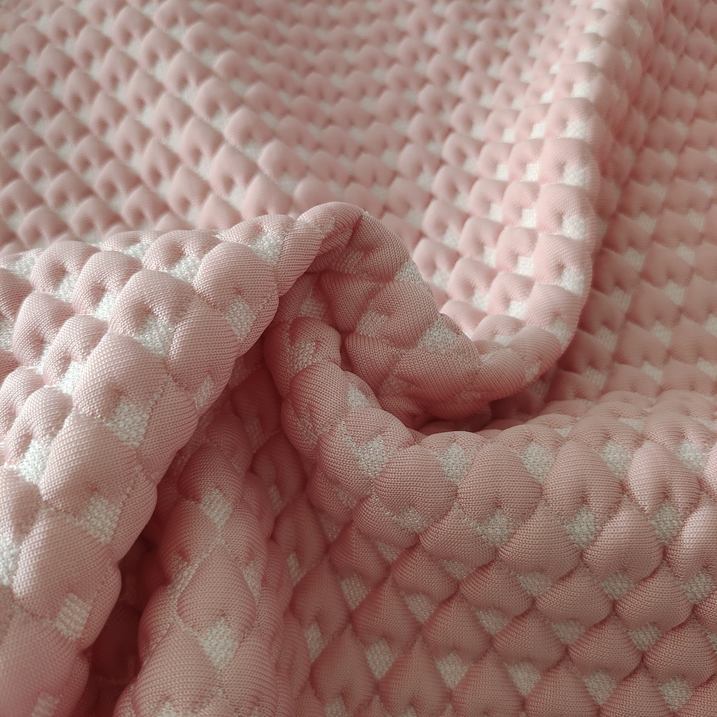 Manufacturers spot ice silk fabric mat diamond lattice clip cotton fabric knitted waffle fabric