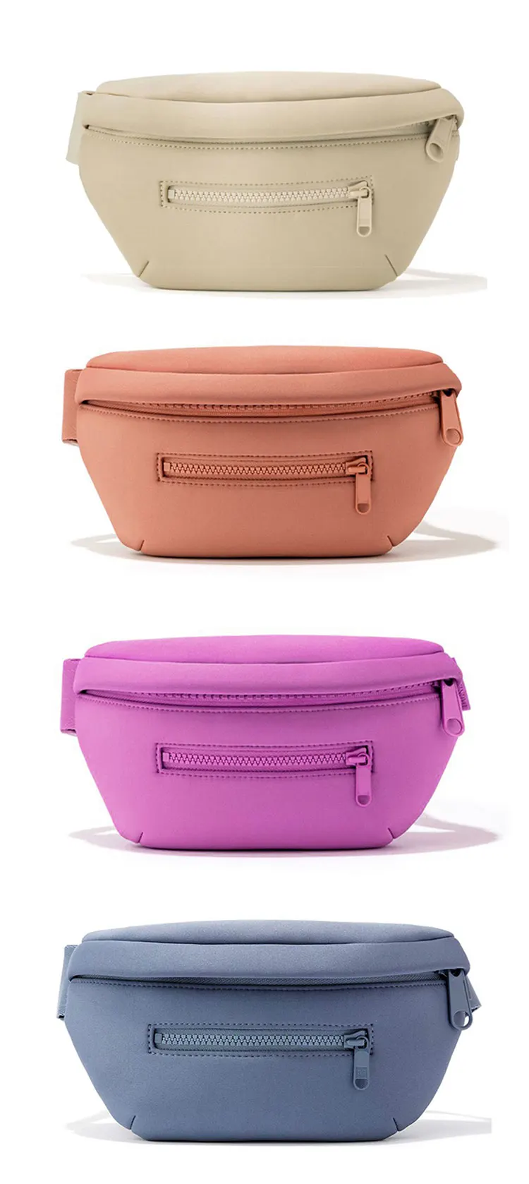 Custom Logo Solid color Fashion adjustable belt women neoprene chest waist bum bag soft fanny pack