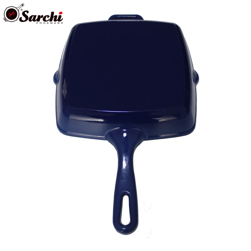 High quality 24cm enamel cast iron frying steak grill pan