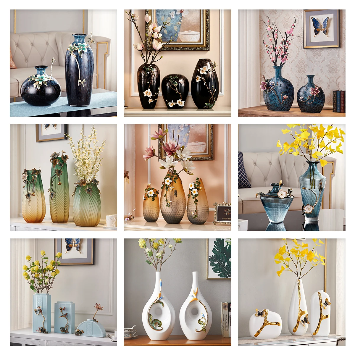 Fashionable Colorful Luxury Modern Living Room Home Decoration Creative Pottery Handmade Enamel Ceramic Vase vaso decorativo