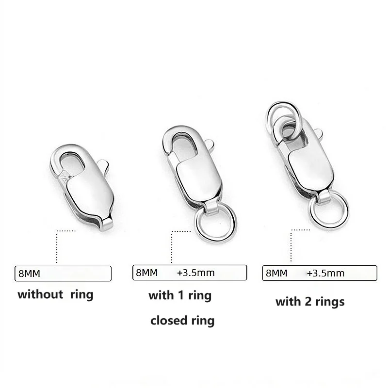 WHOLESALE PRICE 100% Real 925 Sterling Silver 8/10/11 mm rectangle Lobster Clasp Jewelry Findings Connector Components for DIY