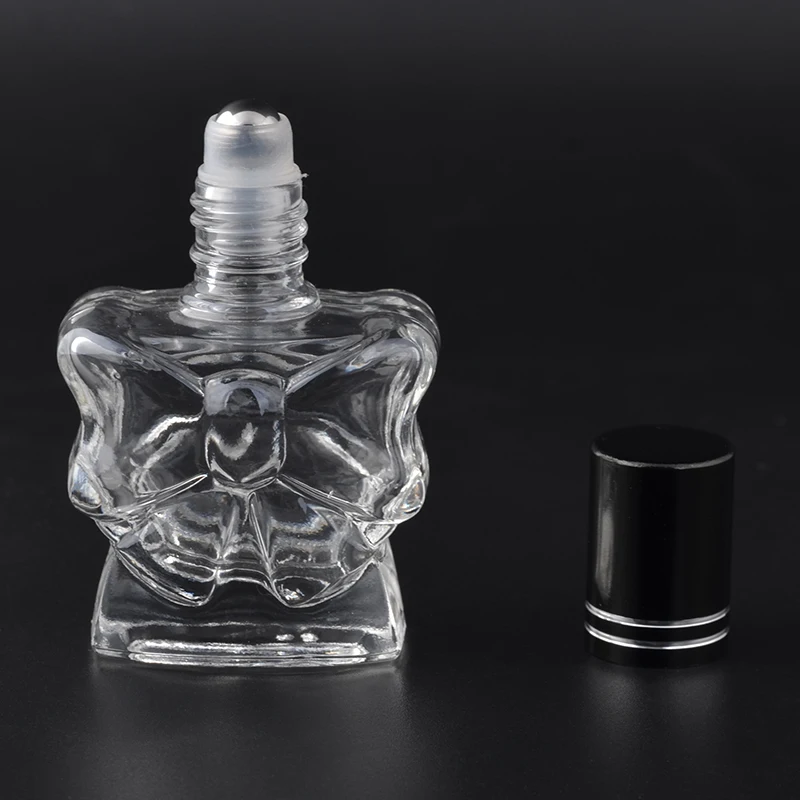 MUB Wholesale Custom Private Logo Luxury 14ml Empty Transparent Butterfly Design Roller On Essential Oil Glass Bottles