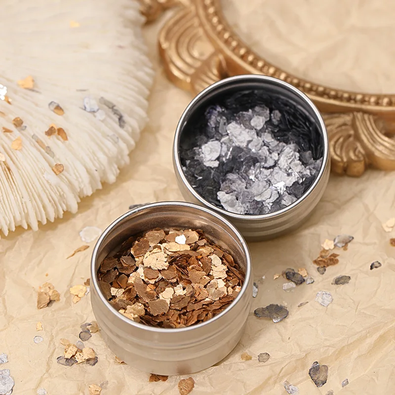 Nail Art Mica Flakes Metallic Mica Flakes Nail Decoration Accessories High Luster Mineral Copper Gold Flakes Nail Decoration
