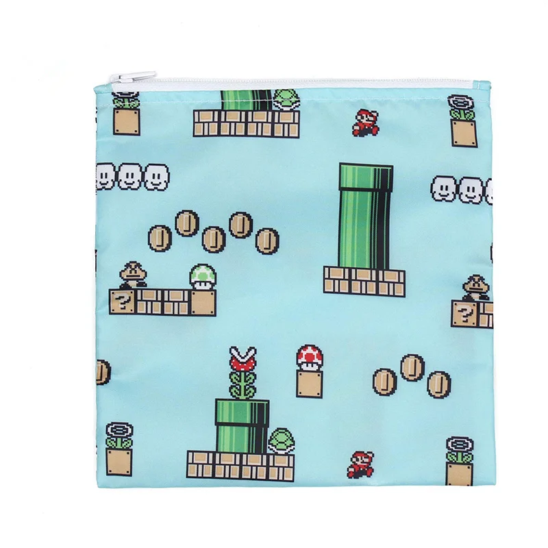 
Super Mario Sandwich Bag / Snack Bag, Reusable, Washable, Food Safe, BPA Free, 7x7 - 8-Bit Game 