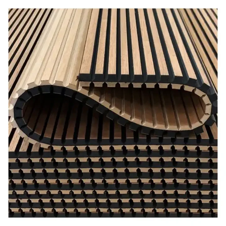 3D Acoustic Panel MDF Oak Veneer/Custom Color Decorative Effect Walnut Office Wall Wood Slat Acoustic Panel Slat Wood Wall Panel