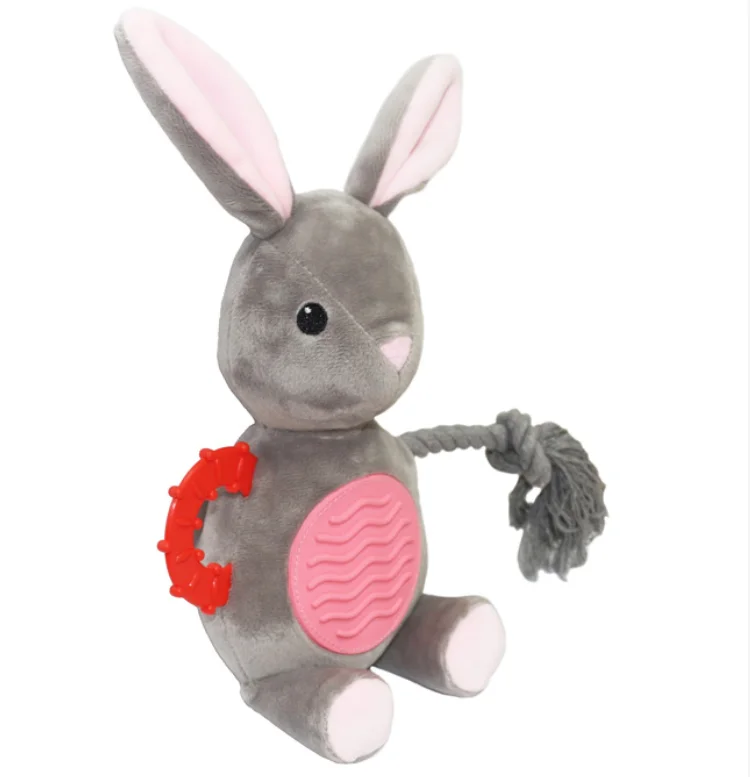 
Free Sample Stuffed & plush Toy Animal Rabbit Dog Chew Plush Disney Teeth Grinding Animal Product Squeaker Plush Dog Toys 