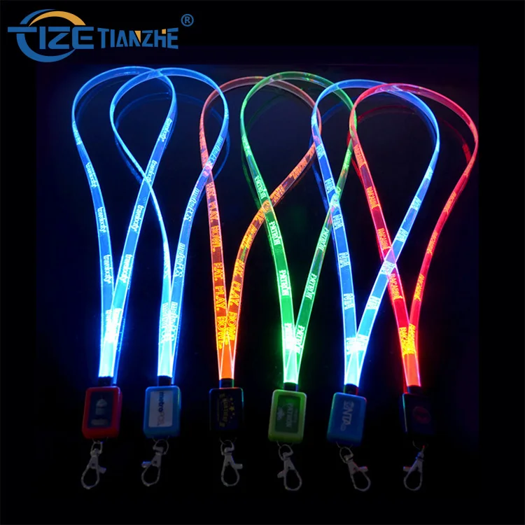 
2021 TIZE Led Flashing Light Up Color Changing Custom Glow In The Dark Lanyard 