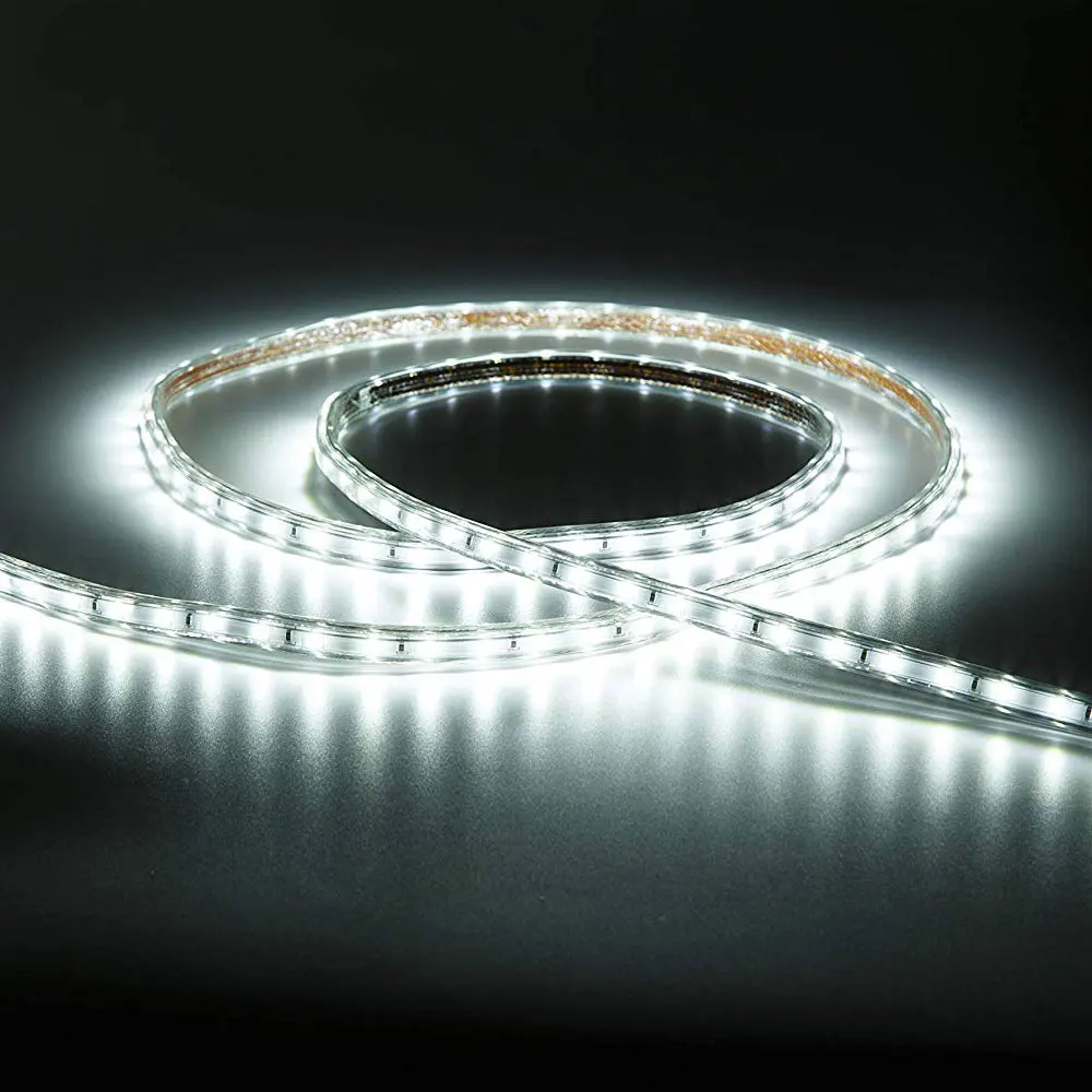 16.4ft Plug in LED Rope Lights, 600 Daylight White LEDs, 110V-240V, 2 Wire, Waterproof, Connectable Indoor/Outdoor Use LED Strip