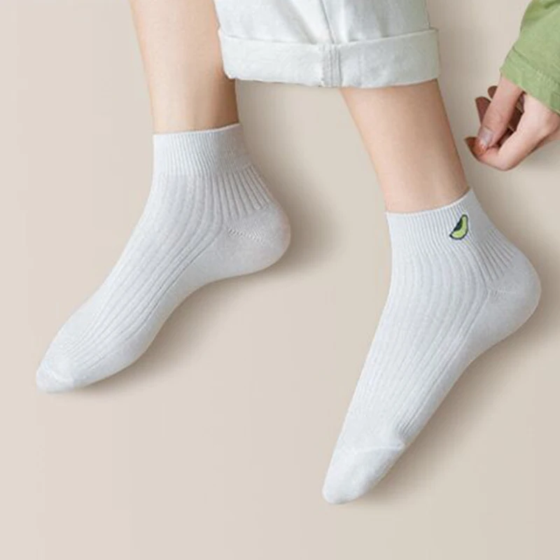 Japanese socks pure white cotton socks for women Oilfruit comfortable breathable double needle embroidery trend tube stockings