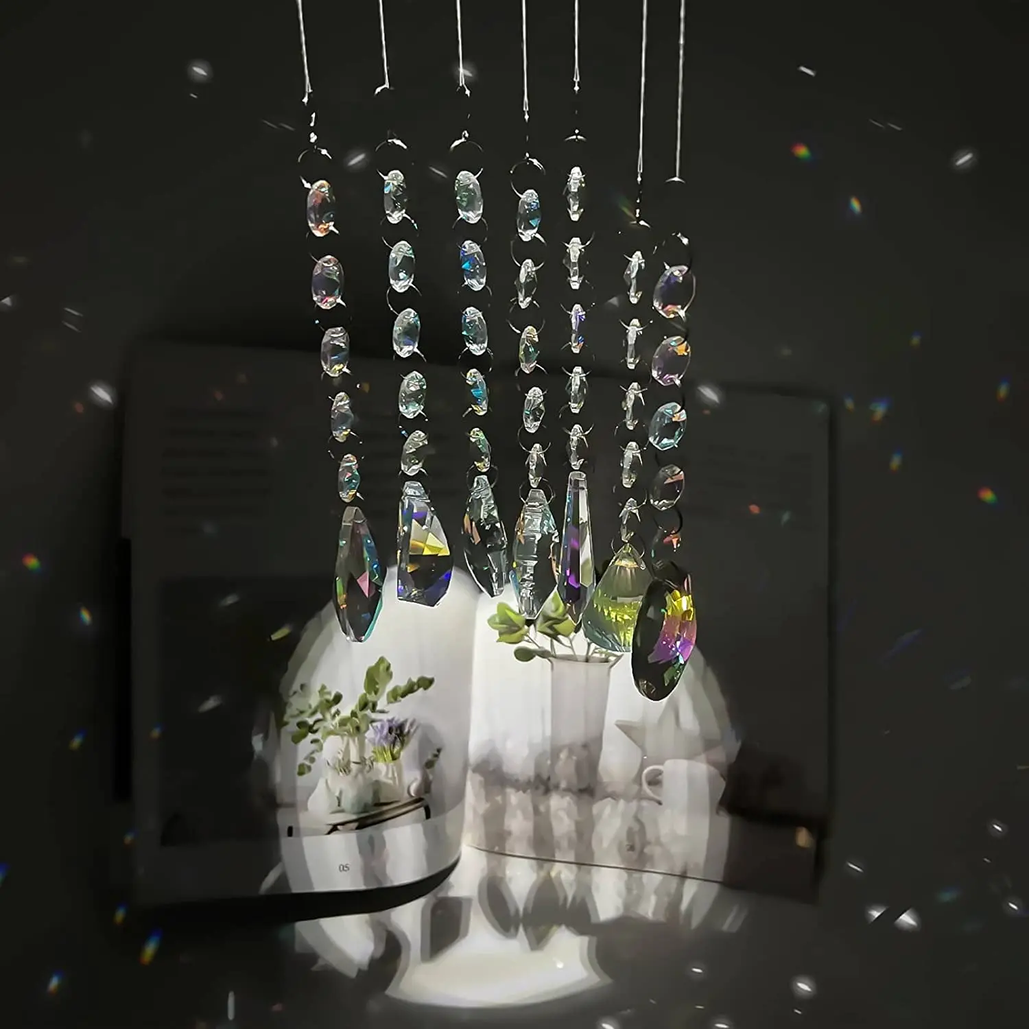 Christmas Decorations Sun Catchers with Crystals 7 Pcs Hanging Crystals Suncatchers for Windows