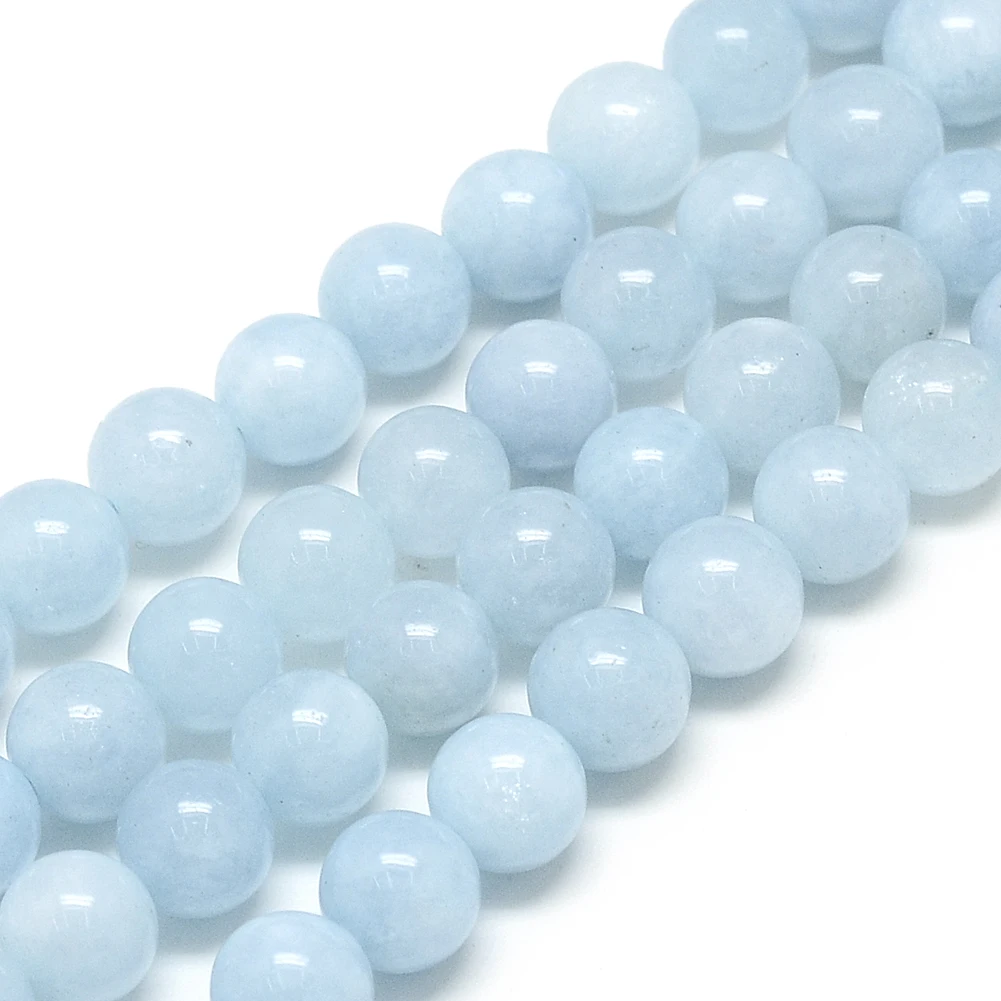 PandaHall 8mm Round Natural Aquamarine Beads Strands