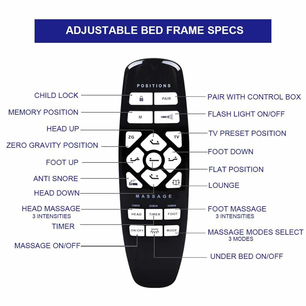 Adjustable Bed Frame - Independent Head and Foot Incline - Powerful Quiet Motor - Easy Tool Free Assembly - Lounging - Watch TV