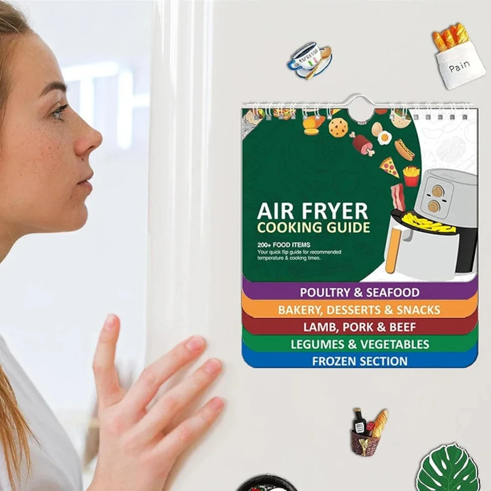 Air Fryer Cheat  Sheet Magnets Cooking Guide Booklet Cheat Sheet Magnets Booklet Air Fryer Magnetic Cheat Sheet