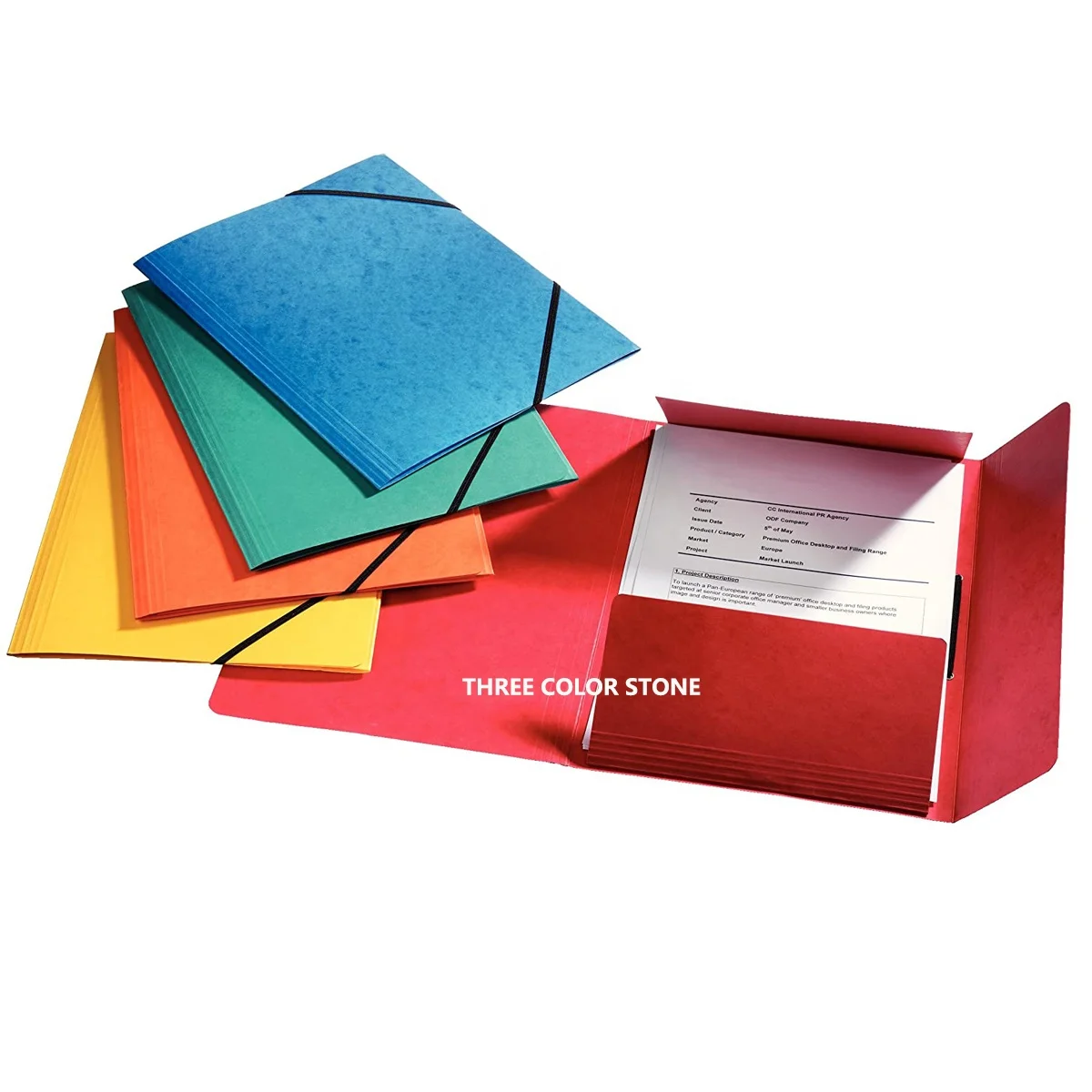 Высокое качество ручной работы эластичный диапазонов застежка 3 клапаном папка для документов