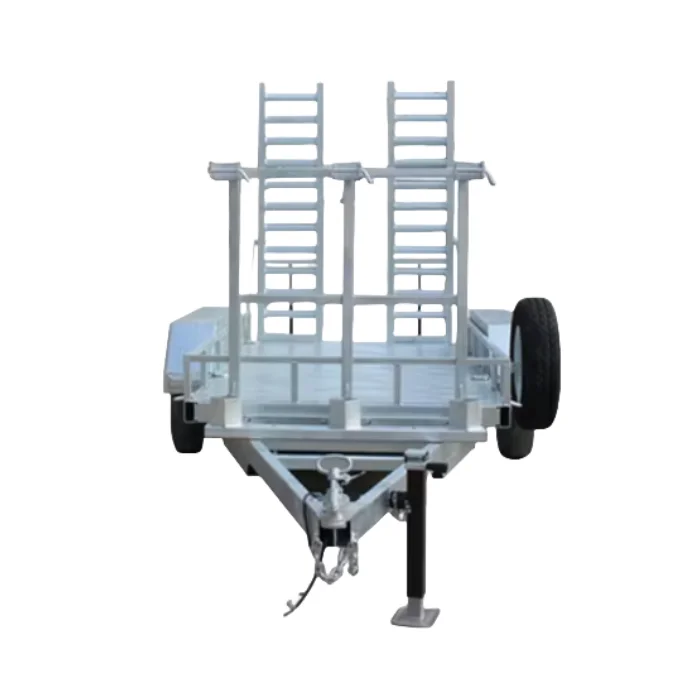 2500KG special machinery hauler trailer Tandem flat deck trailer galvanized tractor trailer with ramp&bracket