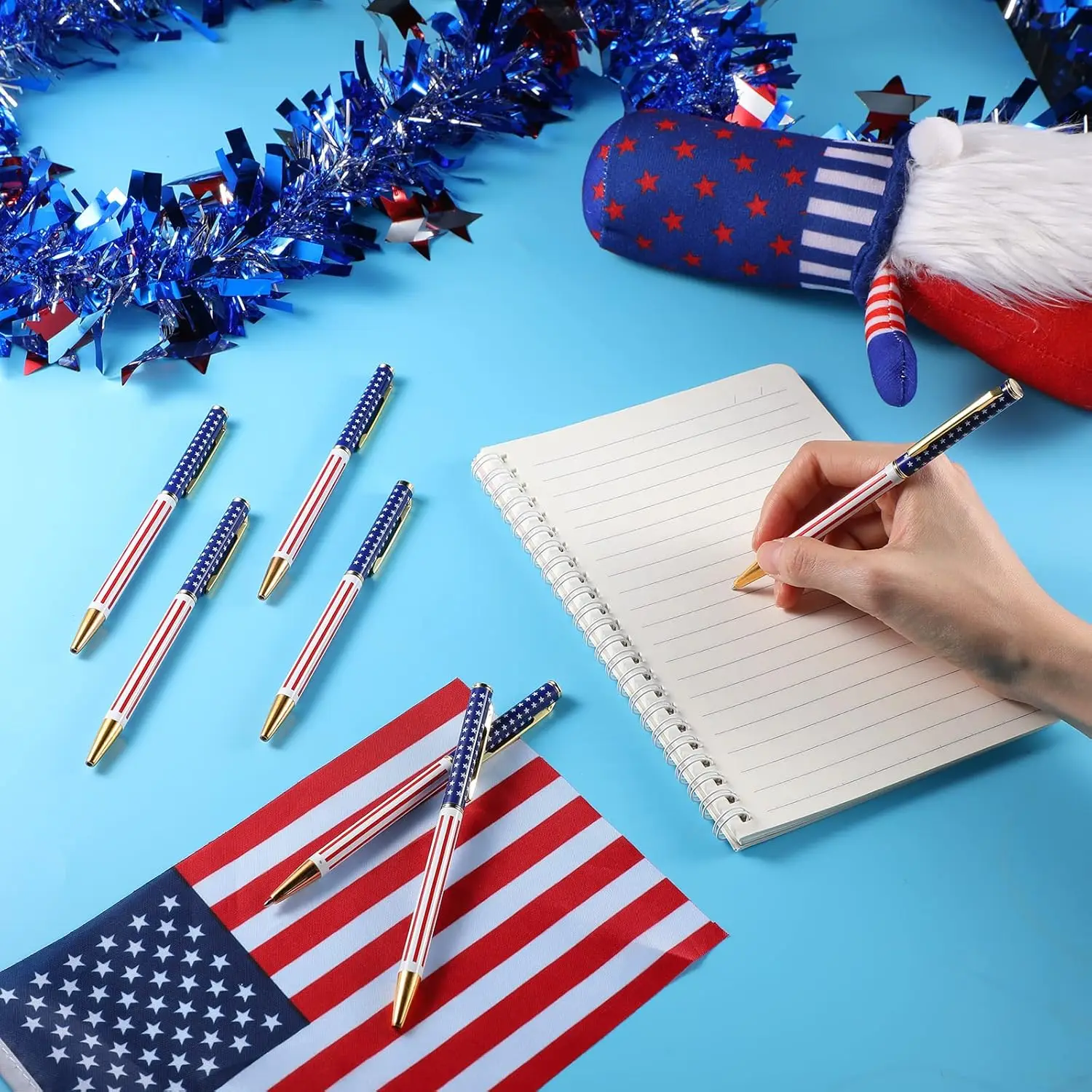 Custom Patriotic Metal American Flag Pen Retractable USA Themed Ballpoint for Independence Day Veteran Swat Souvenir Gifts