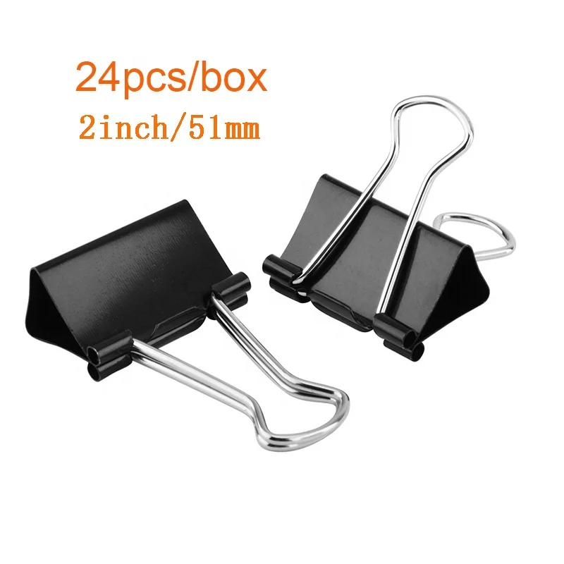 High Quality Extra Large Binder Clips 2 Inch for Office (24Pcs) Popular Black Color