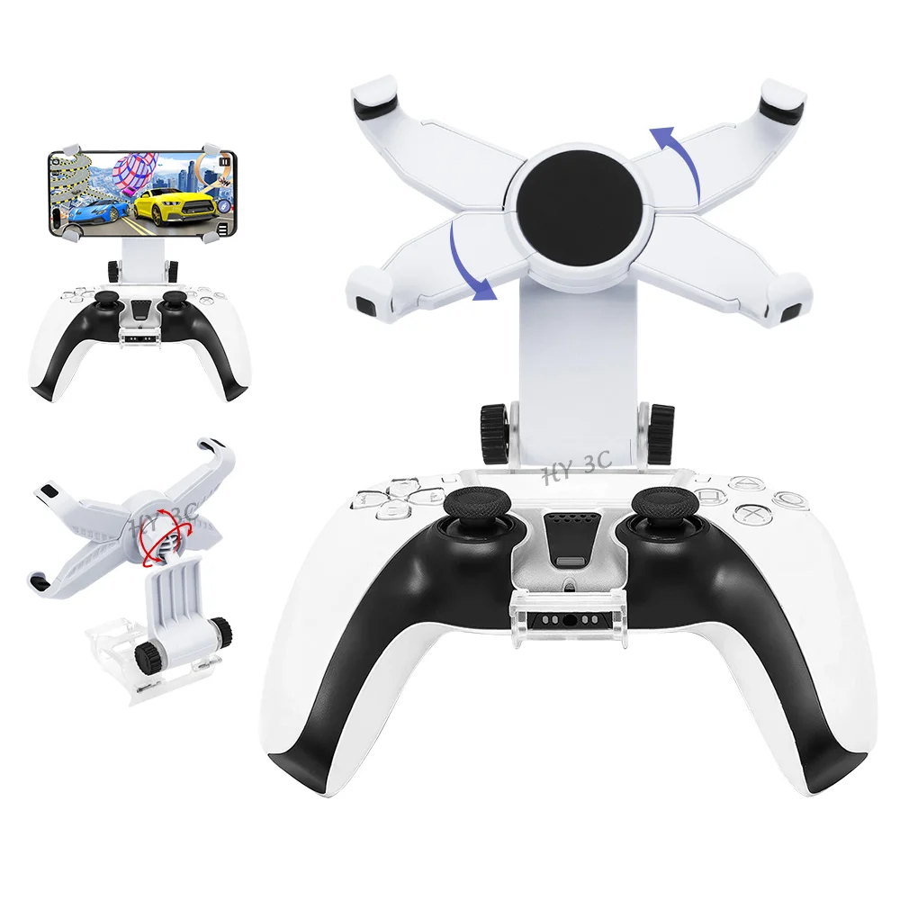 2 IN 1 Mobile Phone Clip for PS5 Controller Dual Sense Smart Phone Holder Clamp For Playstation 5 Adjustable Mount Stand Bracket