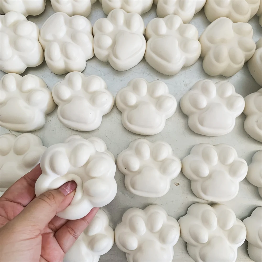 2.1IN Draw Sticky DIY Simulated Cat Claw Soft Rising Toy Play Cute PU Slow Rebound Party Mochi Squeeze Food Stress Squishy White