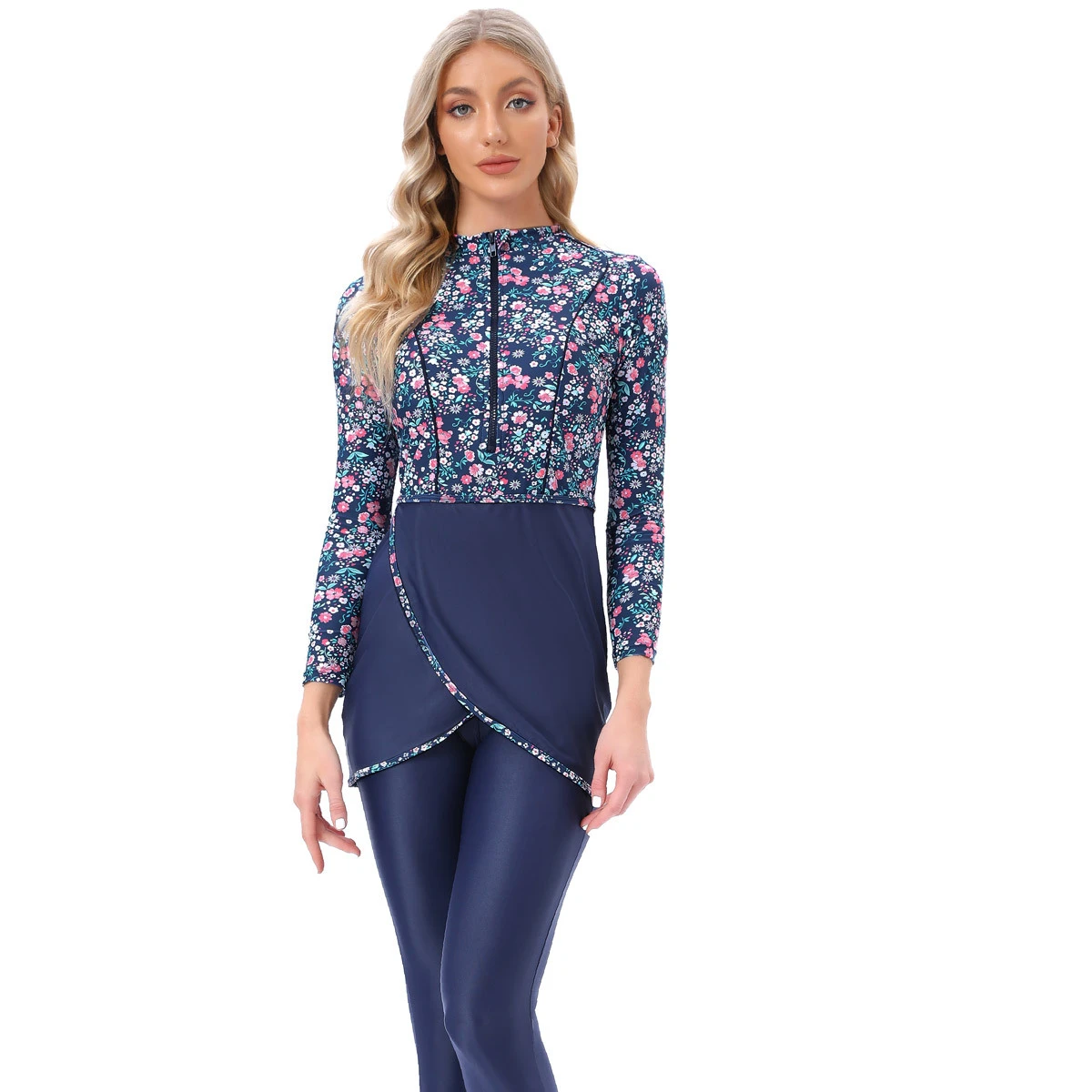 TSM-8P005 Quick Dry Beach Wear Printed Muslim Style Swim Suit for Adults