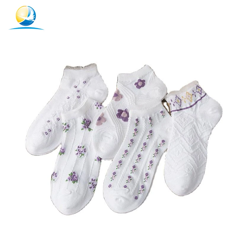 Lolita Breathable purple color comfort japanese teen girl sock mesh lace cotton women vintage Socks