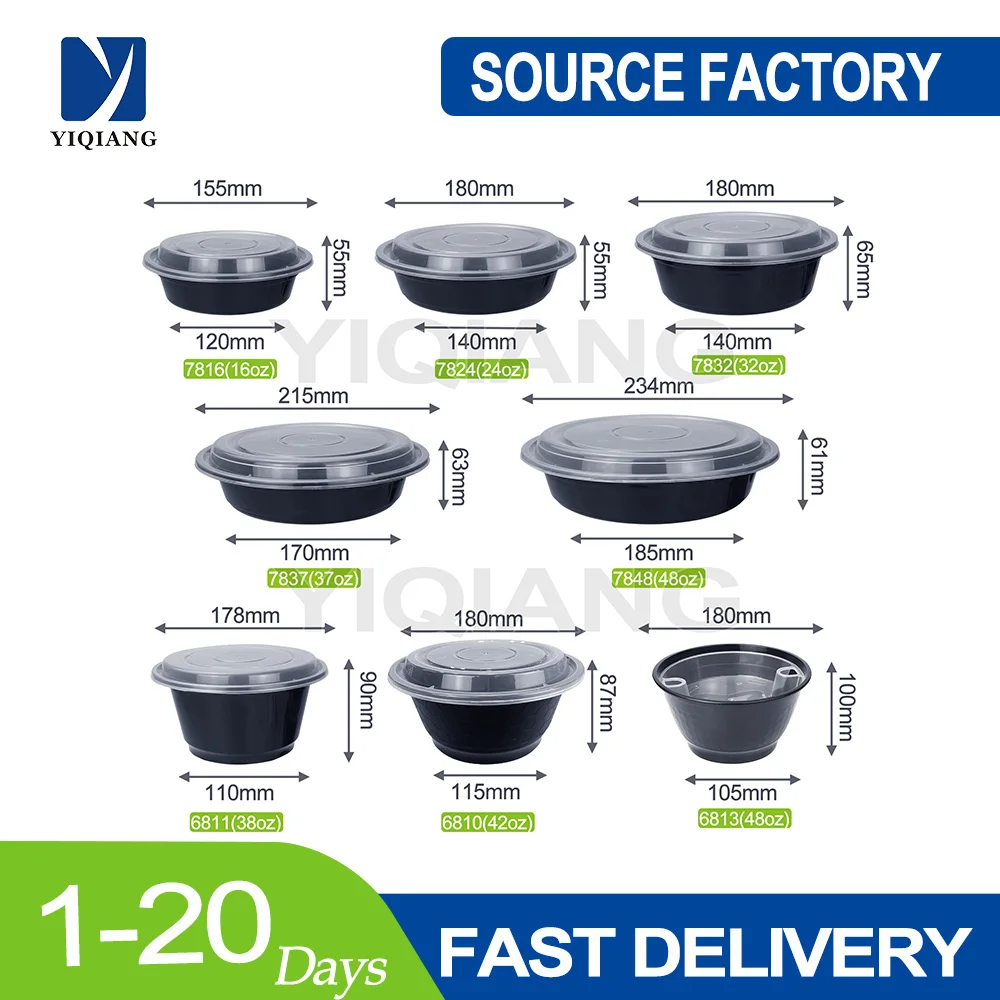 Suitable for Restaurant Family Plastic Take Away Serving Meal Prep Tray Inside Food Container Bowls with Lids