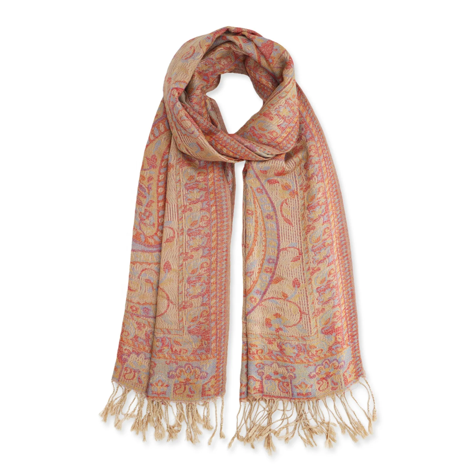 Good Quality Elegant Women Paisley Jacquard Scarf Popular Glitter Double Sided Pashmina Shawls For Traveling