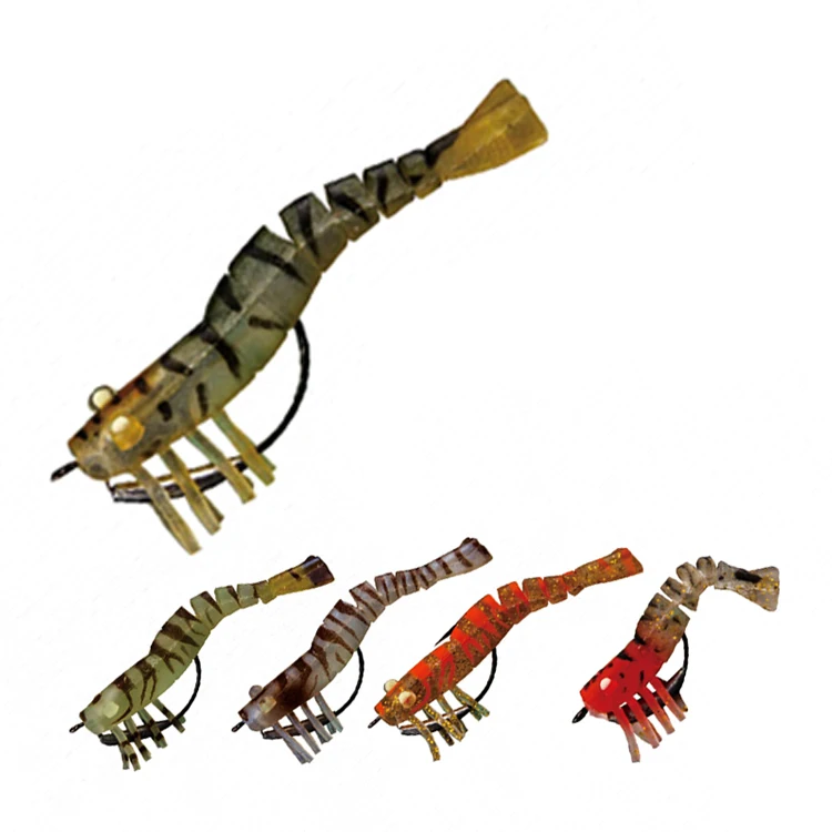 Live Smart Shrimp Luminous Eyes Jointed Soft Plastic lure soft prawn lures
