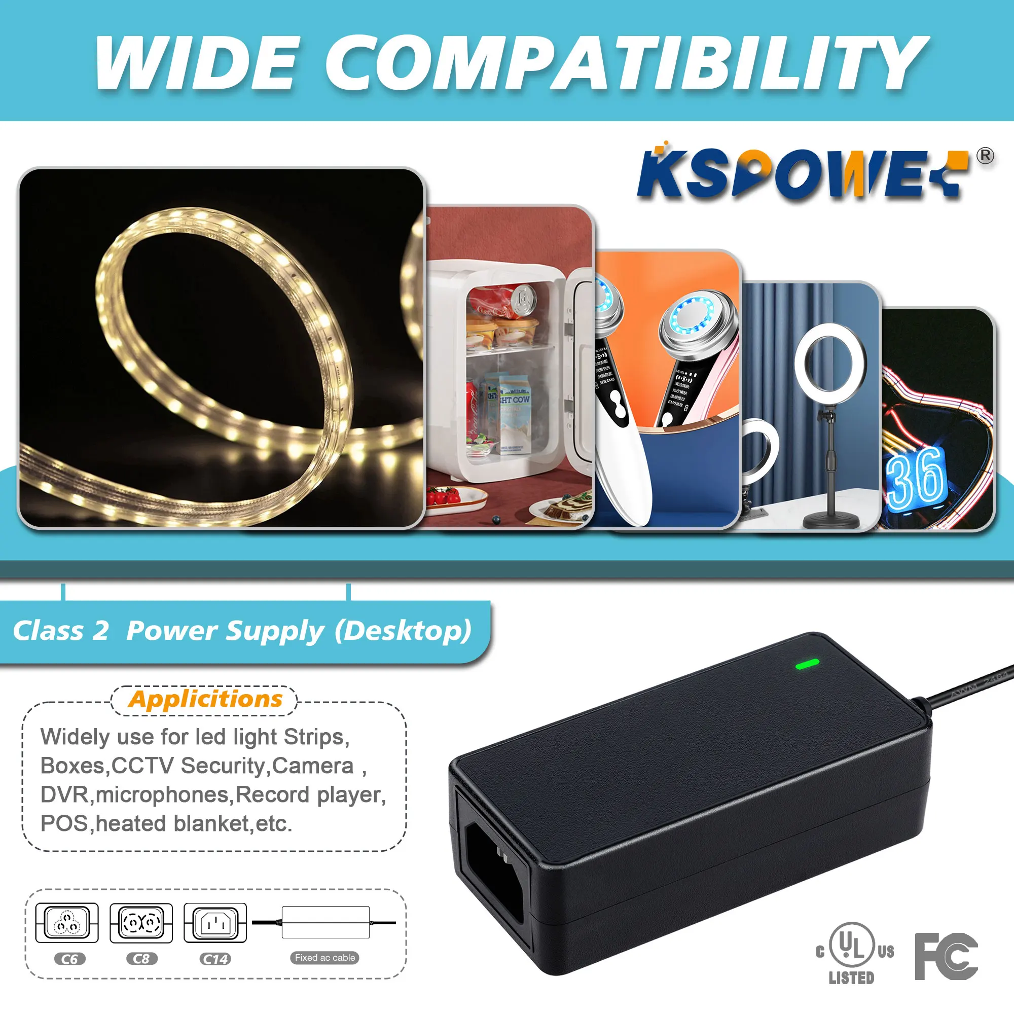 electrical universal white and black 240V 110V 120V power supply ac to dc 36V1.67A 36vdc 1670ma 60W UL Class2 transformer