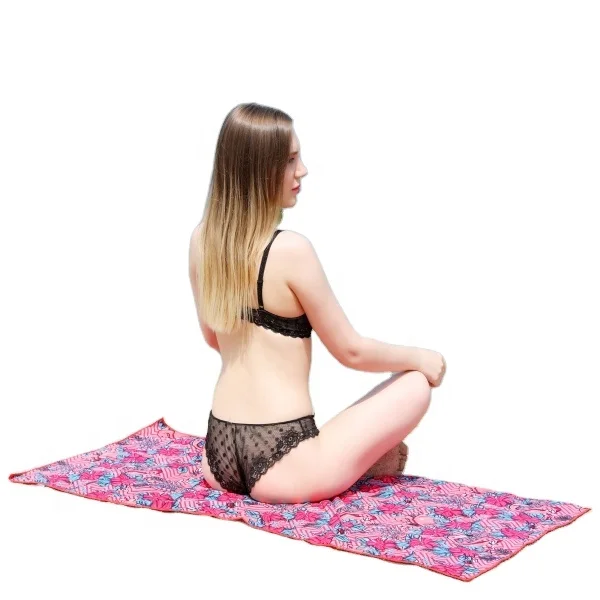 Quick drying mandala custom made branded microfiber towel beach custom transfer printing waffle towel and eva case